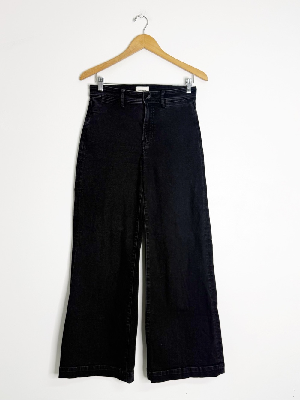 Everlane The High-Key Jean Size 27R Black High Rise Wide Leg Denim